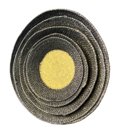 Gras schalen set 5 stuks! zwart/naturel 32x6cm VE2
