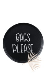 Knop/hanger "Bags please" zwart ca. 15cm