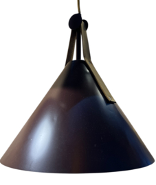 Hanglamp metaal/leer bruin  30x30cm (incl. electra)
