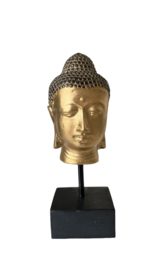 Buddha zwart/goud op stand 6x6x16cm