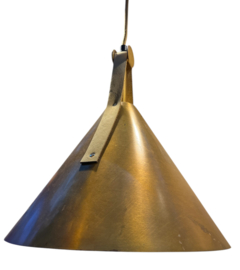 Hanglamp metaal/leer blue gold  30x30cm (incl. electra)