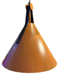 Hanglamp metaal/leer oranje  30x30cm (incl. electra)