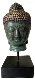 Buddha jade/goud op stand 8x8x19cm