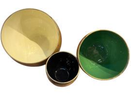 Schalen set 3 stuks! 23x18cm metaal met gekleurde finish binnen in.