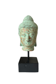 Buddha koper/oxi op stand 6x6x16cm