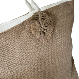 Tas met veer naturel ca. 30x50cm