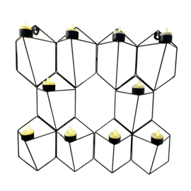 T-licht houder 10 waxine mat zwart 56x60cm VE4