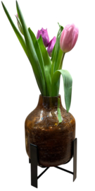 Vaas glas koper finish met stand 15x21cm