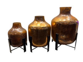 Vaas glas koper finish met stand 18x26cm