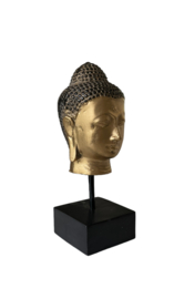 Buddha zwart/goud op stand 6x6x16cm
