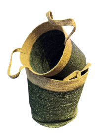 Gras manden set 2 stuks! goen/naturel 30x40 & 25x35cm