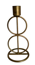 Kandelaar 2 Rings blue gold 8x16cm VE4