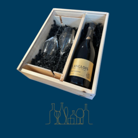 Wijnkist voor champagne en 2 glazen (zonder inhoud)