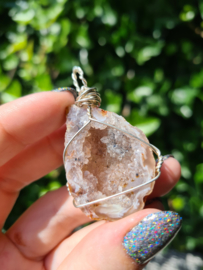 Geode Bergkristal Hanger (silver plated)