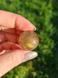 Rutile in quartz mini sphere 3