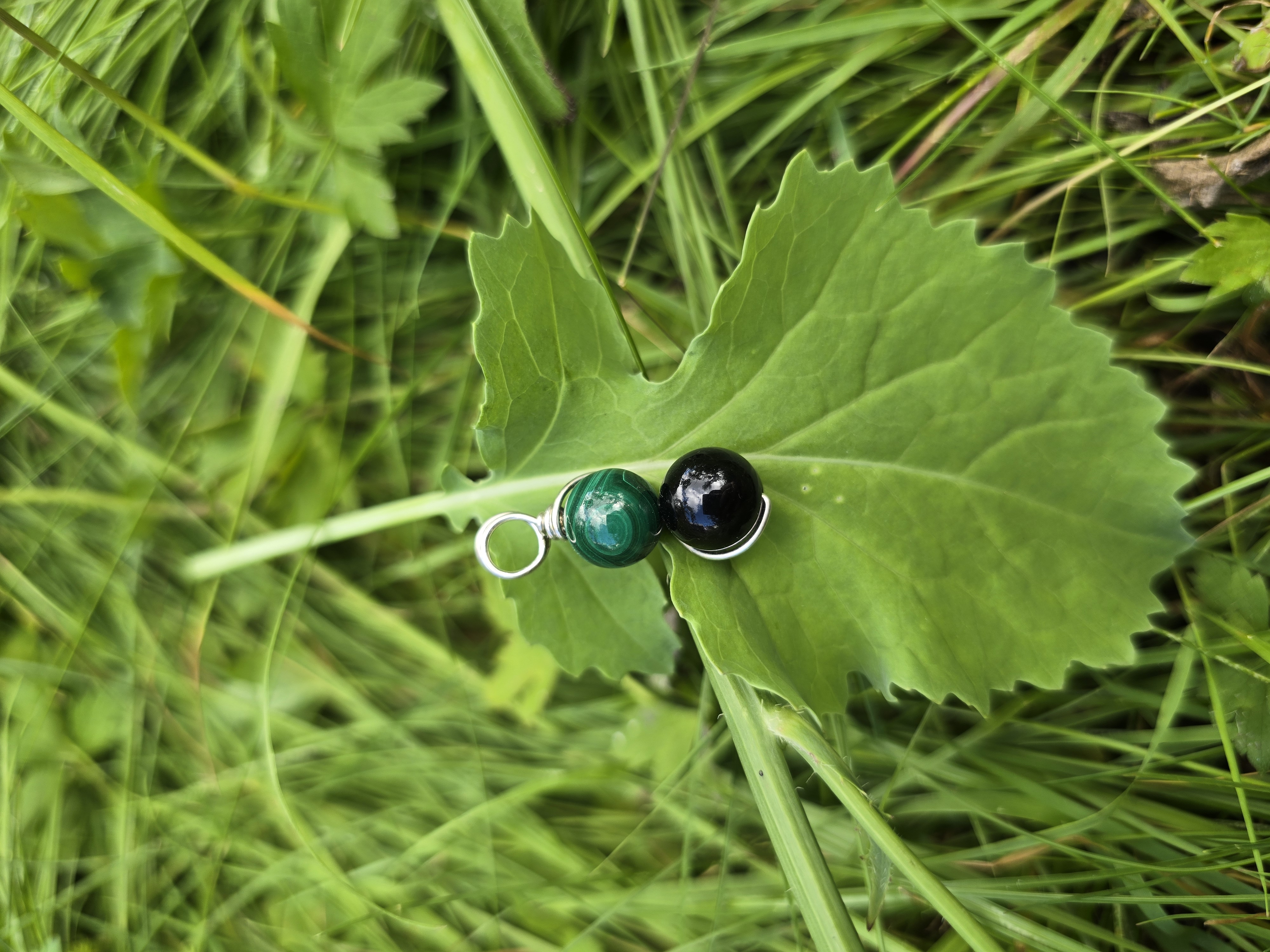 Malachiet en Obsidiaan duo hanger