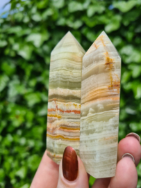 Green striped onyx tower set