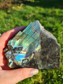 Labradoriet half gepolijst (groen/blauw)