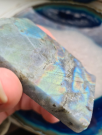 Labradorite half polished (green/rainbow)