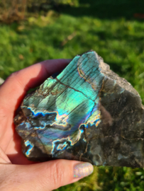 Labradoriet half gepolijst (groen/blauw)