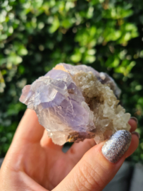 Fluorite with dog tooth calcite (blue)