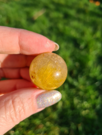 Rutile in quartz mini sphere 4