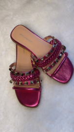 Slippers met bandjes fuchsia