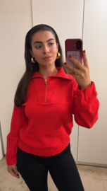 Zip up sweater rood