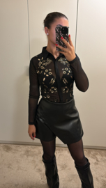 Skort leer zwart