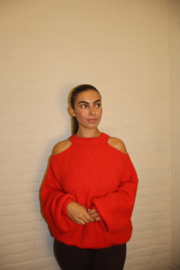 Off shoulder trui rood