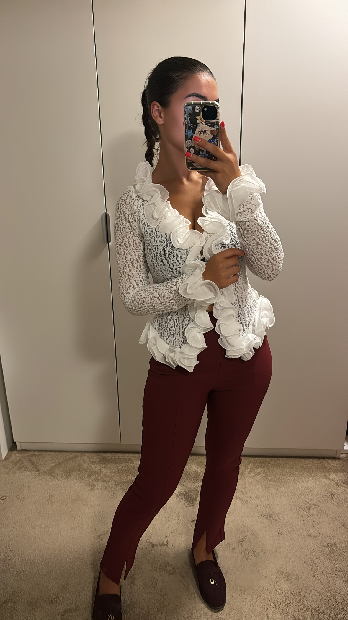 Bordeaux pantalon met split voor
