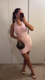Basic halter jurk roze