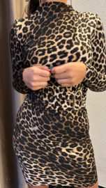 Jurk in luipaard print en travelstof