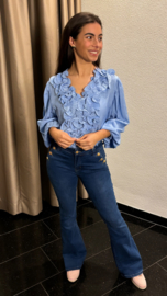 Blouse met ruches blauw