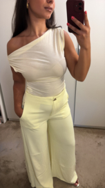 Off shoulder top licht geel