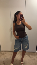 Tank top met studs bruin