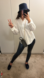 Leren legging navy blue