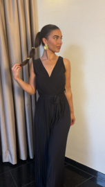 Travel jumpsuit zwart plissé