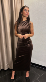 Bodycon jurk fluweel bruin