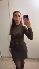 Body met stras bruin