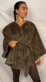 Poncho in imitatiebont bruin
