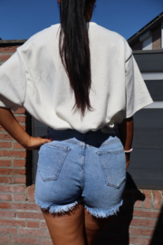 Distressed denim short