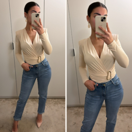 Body met gesp goud beige