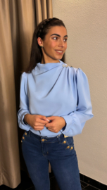 Blouse met stras knopen blauw