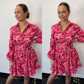Jurk met bloemenprint fuchsia