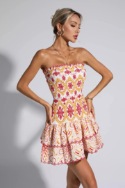 Strapless jurk oranje roze