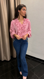 Blouse met ruches roze