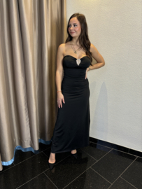 Strapless jurk met goud