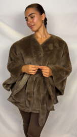 Poncho in imitatiebont bruin