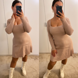 Basic skaterjurk beige
